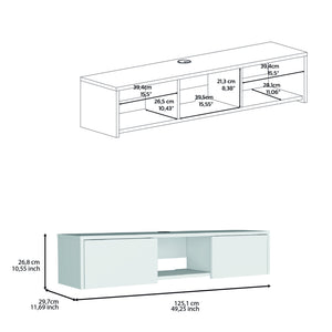 English Elm Adel Wall-Mounted TV Stand with 2 Doors and Cable Management, White Floating Media Console B097P167457