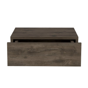 English Elm Floating Nightstand Wall-Mounted Bedside Shelf with Drawer and Spacious Top Surface for Small Rooms Dark Brown 20.07 L x 16.9 W x 3.54 H B097P167432