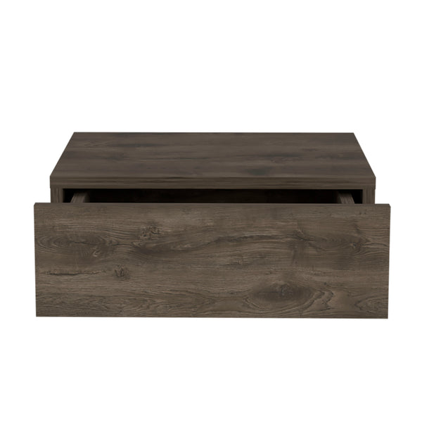 English Elm Floating Nightstand Wall-Mounted Bedside Shelf with Drawer and Spacious Top Surface for Small Rooms Dark Brown 20.07 L x 16.9 W x 3.54 H B097P167432