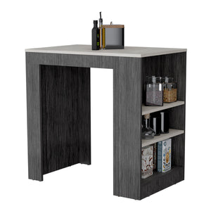 English Elm Kitchen Lacour Island with 3-Side Shelves, 36" High Pine Prep Table with Ibiza Marble Top Finish Multicolor 40.1 L x 31.4 W x 3.9 H B097P167445