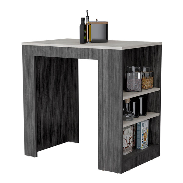 English Elm Kitchen Lacour Island with 3-Side Shelves, 36" High Pine Prep Table with Ibiza Marble Top Finish Multicolor 40.1 L x 31.4 W x 3.9 H B097P167445