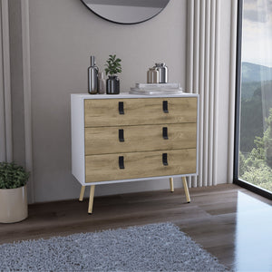 English Elm Dresser Slim 42" 5-Drawer Narrow Chest with Smooth Pull-Out Drawers for Compact Bedroom Storage White+Walnut 36.2 L x 23.2 W x 5.9 H B097P167456
