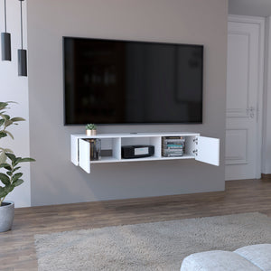 English Elm Adel Wall-Mounted TV Stand with 2 Doors and Cable Management, White Floating Media Console B097P167457