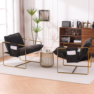 English Elm 2 Upholstered Hanging Armchair with Gold-Plated Frame, Crushed Foam Comfort, Sturdy 350 lb Support Dark Gray W1901P147317