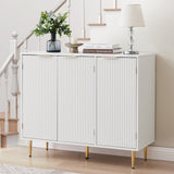 Hearth and Haven Storage Cabinet Wave Pattern Three Door Buffets & Sideboards For Living Room, Dining Room, Bedroom , Hall, 39.4''W X 15.8''D X 33.5''H. W1162P152976