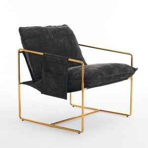 English Elm 2 Upholstered Hanging Armchair with Gold-Plated Frame, Crushed Foam Comfort, Sturdy 350 lb Support Dark Gray W1901P147317