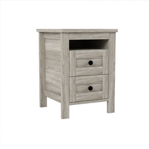 English Elm 3-Pieces Bedroom Set Full Size Farmhouse Platform Bed with Storage Headboard, Nightstand & Dresser Antique Gray 59.25 L x 18.31 W x 8.27 H N733S369048G