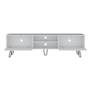 English Elm Waco TV Rack with Hairpin Legs and Cable Management, Spacious Top for 55" TVs, Two Drawers White 75.5 L x 18.8 W x 4.7 H B097P167462