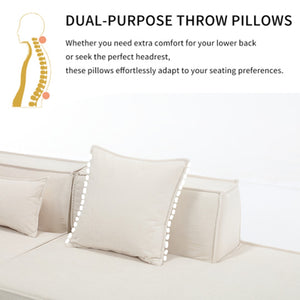 English Elm Modern Modular L-Shaped Sofa Set - Italian Minimalist Design In Soft Terrycloth Beige W2108S00021-GIGA