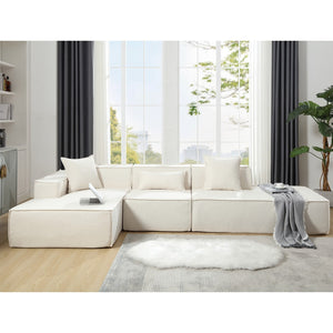 English Elm Modern L-Shaped Modular Sofa Set In Beige Terrycloth - Stylish Minimalist Comfort W2108S00019-GIGA