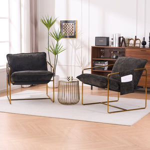English Elm 2 Upholstered Hanging Armchair with Gold-Plated Frame, Crushed Foam Comfort, Sturdy 350 lb Support Dark Gray W1901P147317