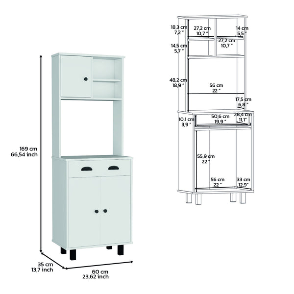 English Elm DEPOT Waco 67" H Kitchen Pantry Cabinet with Drawer, Shelves and Doors for Organized Storage and Slim Spaces White 37.8 L x 18.5 W x 7.87 H B097P167429