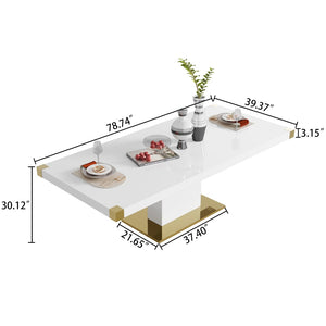 English Elm Mdf Contemporary Dining Table with Gold Stainless Steel Base Seats Six in Style W1311S00179