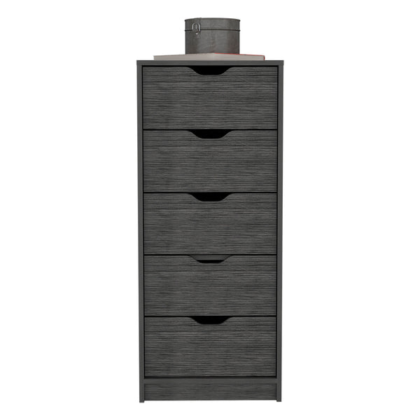 English Elm Dresser Slim 42" 5-Drawer Narrow Chest with Smooth Pull-Out Drawers for Compact Bedroom Storage Oak 45.2 L x 20 W x 5.1 H B097P167438