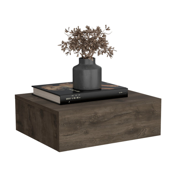 English Elm Floating Nightstand Wall-Mounted Bedside Shelf with Drawer and Spacious Top Surface for Small Rooms Dark Brown 20.07 L x 16.9 W x 3.54 H B097P167432