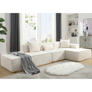 English Elm Modern Modular L-Shaped Sofa Set - Italian Minimalist Design In Soft Terrycloth Beige W2108S00021-GIGA
