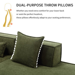 English Elm Modern L-Shaped Modular Sofa Set - Italian Minimalist Design, Free Installation, Green Terrycloth W2108S00022-GIGA