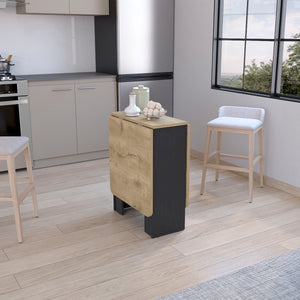 English Elm Folding Expandable Pine Table in Black/Macadamia — 3-Form Convertible, Space-Saving, Sturdy 22lb Capacity B097P167405