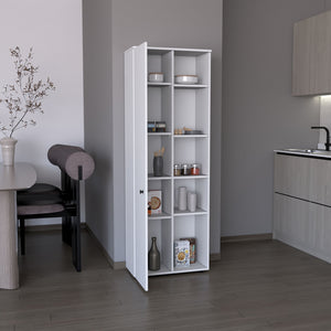 English Elm DEPOT Cary 67" H Kitchen Storage Cabinet White – Slim 10-Shelf Pantry, Laminated Pine, Modern Design B097P167412