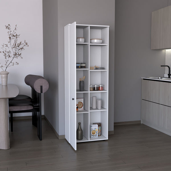 English Elm DEPOT Cary 67" H Kitchen Storage Cabinet White – Slim 10-Shelf Pantry, Laminated Pine, Modern Design B097P167412