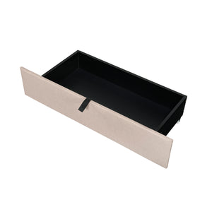 English Elm Queen Upholstered Platform Bed with Hidden Headboard Storage, USB Ports, Trundle & Dual Drawers Beige SF000121AAA