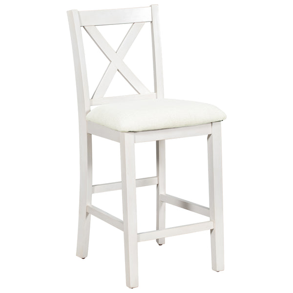 English Elm TOPMAX Counter Height 5-Piece Rustic Farmhouse Dining Set with Built-In Storage and Cushioned Seats White SP011135AAK