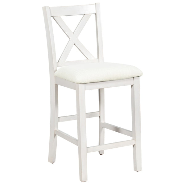 English Elm Topmax Farmhouse Counter Height Dining Set with X-back Chairs and Tiered Storage N717S001135K