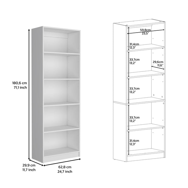 English Elm Vinton 4-Tier Bookcase with Spacious Vertical Shelves, Pine Construction, Easy Assembly, Modern Appeal White 44.88 L x 28.35 W x 3.15 H B097P167418
