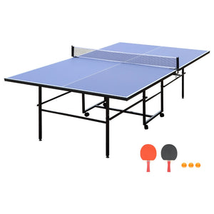 English Elm 9ft Regulation Foldable Ping Pong Table with Mdf Surface Net Paddles Balls Included W1408P156539