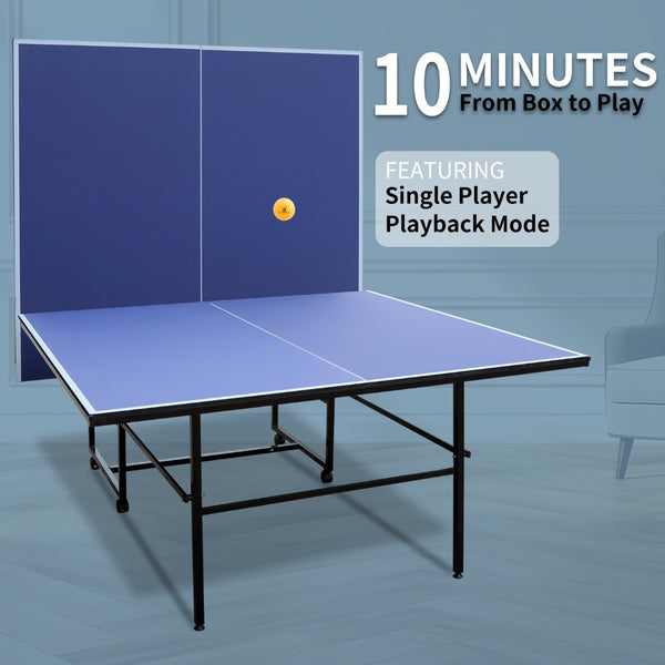 English Elm 9ft Regulation Foldable Ping Pong Table with Mdf Surface Net Paddles Balls Included W1408P156539