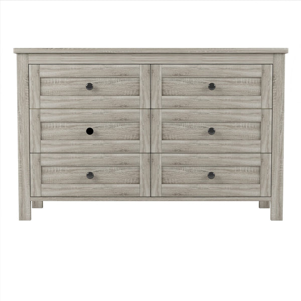 English Elm 3-Pieces Bedroom Set Full Size Farmhouse Platform Bed with Storage Headboard, Nightstand & Dresser Antique Gray 59.25 L x 18.31 W x 8.27 H N733S369048G