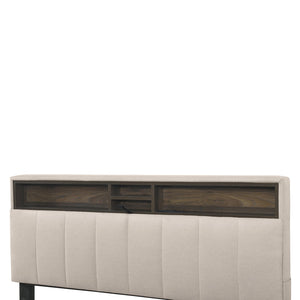 English Elm Full Upholstered Platform Bed with Hidden Headboard Storage, USB Ports, Trundle & 2 Drawers, Linen Durable Design Beige SF000120AAA