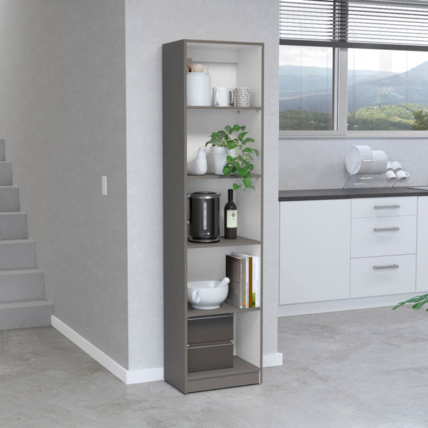 English Elm Vinton compact bookcase with five shelves for small spaces, durable pine-style wood, easy assembly Multicolor 44.88 L x 15.35 W x 5.12 H B097P167421