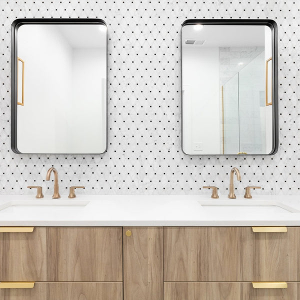 English Elm Wall Mirror Matte Black Metal Frame Rectangular 24x36 Bathroom Vanity Bedroom Decor W1435P151589