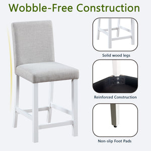 English Elm Counter Height Linen Dining Chairs Set of 4 Padded Rubberwood Barstools for Kitchen W1998128392