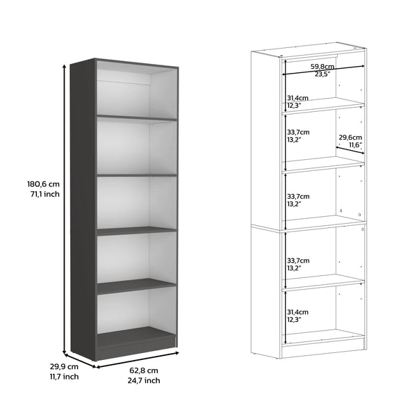 English Elm Vinton 4-Tier Bookcase with Spacious Vertical Shelves, Pine Construction, Easy Assembly, Modern Appeal Multicolor 44.88 L x 28.35 W x 3.15 H B097P167417