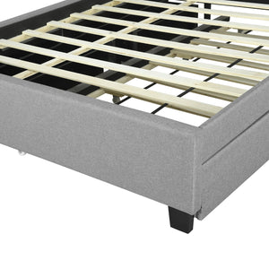 English Elm Queen Upholstered Platform Bed with Hidden Headboard Storage, USB Ports, Trundle & Dual Drawers Gray SF000121AAE