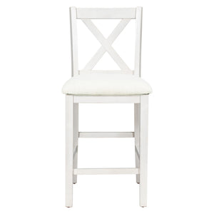 English Elm TOPMAX Counter Height 5-Piece Rustic Farmhouse Dining Set with Built-In Storage and Cushioned Seats White SP011135AAK