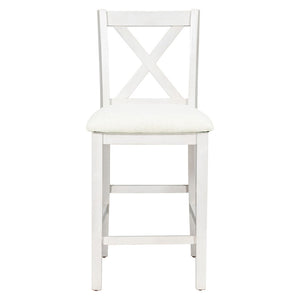 English Elm Topmax Farmhouse Counter Height Dining Set with X-back Chairs and Tiered Storage N717S001135K