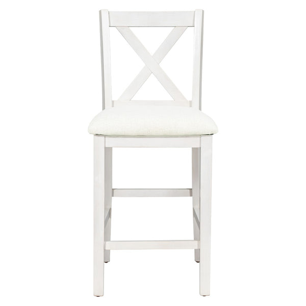 English Elm Topmax Farmhouse Counter Height Dining Set with X-back Chairs and Tiered Storage N717S001135K