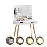 Hearth and Haven Wooden Vanity Table Makeup Dressing Desk with Led Light, Dressing Table with Usb Port, White W760105906