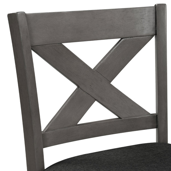 English Elm TOPMAX Counter Height 5-Piece Rustic Farmhouse Dining Set with Built-In Storage and Cushioned Seats Gray SP011135AAE