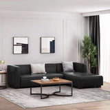 Hearth and Haven Mellifluous 2-Piece PU Leather Sectional Set with Tuxedo Design and Birchwood Legs, Black 71804.00-71805.00MDNT