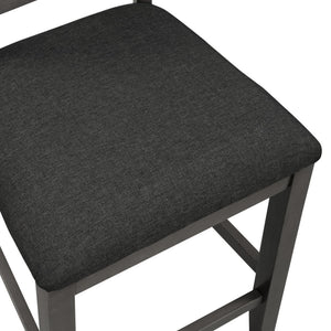 English Elm TOPMAX Counter Height 5-Piece Rustic Farmhouse Dining Set with Built-In Storage and Cushioned Seats Gray SP011135AAE