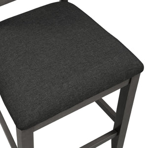 English Elm Topmax Rustic Farmhouse Counter Dining Set Rubberwood Table Shelf and 4 Cushioned Chairs N717S001135E