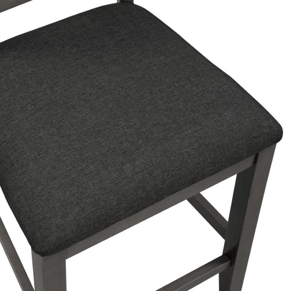 English Elm Topmax Rustic Farmhouse Counter Dining Set Rubberwood Table Shelf and 4 Cushioned Chairs N717S001135E