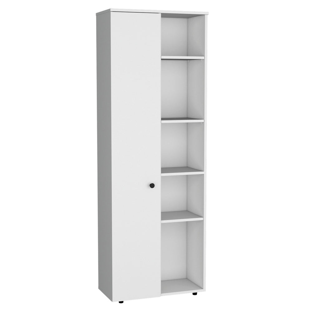 English Elm DEPOT Cary 67" H Kitchen Storage Cabinet White – Slim 10-Shelf Pantry, Laminated Pine, Modern Design B097P167412