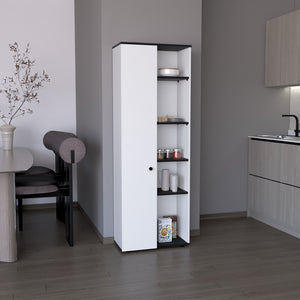 English Elm DEPOT Cary 67" H Kitchen Storage Cabinet White/Black - Slim 10-Shelf Pine Pantry, Modern 66.9"H x 23.6"W x 11.8"D B097P167413