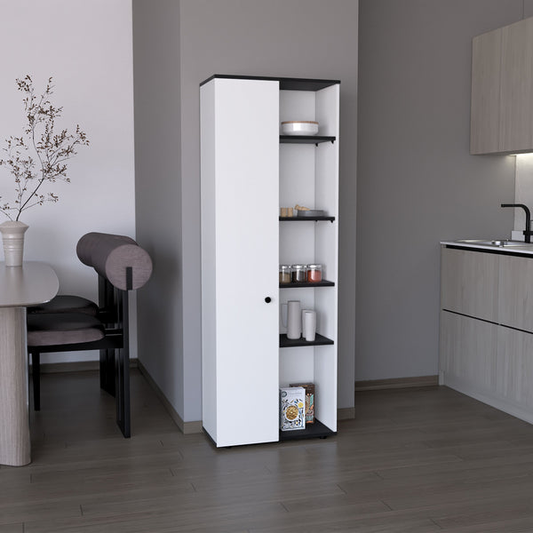 English Elm DEPOT Cary 67" H Kitchen Storage Cabinet White/Black - Slim 10-Shelf Pine Pantry, Modern 66.9"H x 23.6"W x 11.8"D B097P167413