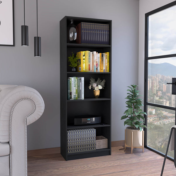 English Elm Vinton 4-Tier Bookcase with Spacious Vertical Shelves, Pine Construction, Easy Assembly, Modern Appeal Black 44.88 L x 28.35 W x 3.15 H B097P167419